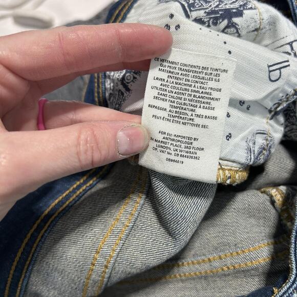 Anthropologie Pilcro Highrise Relaxed Straight Ankle Red Stripe Jean Women's 28 - Picture 9 of 11